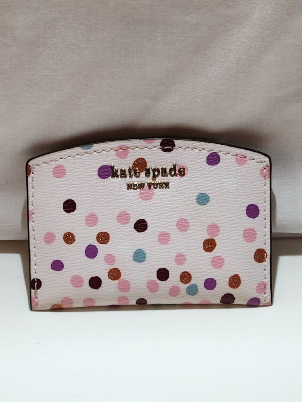 Kate Spade card case multi color polka dots VGUC - Picture 1 of 2
